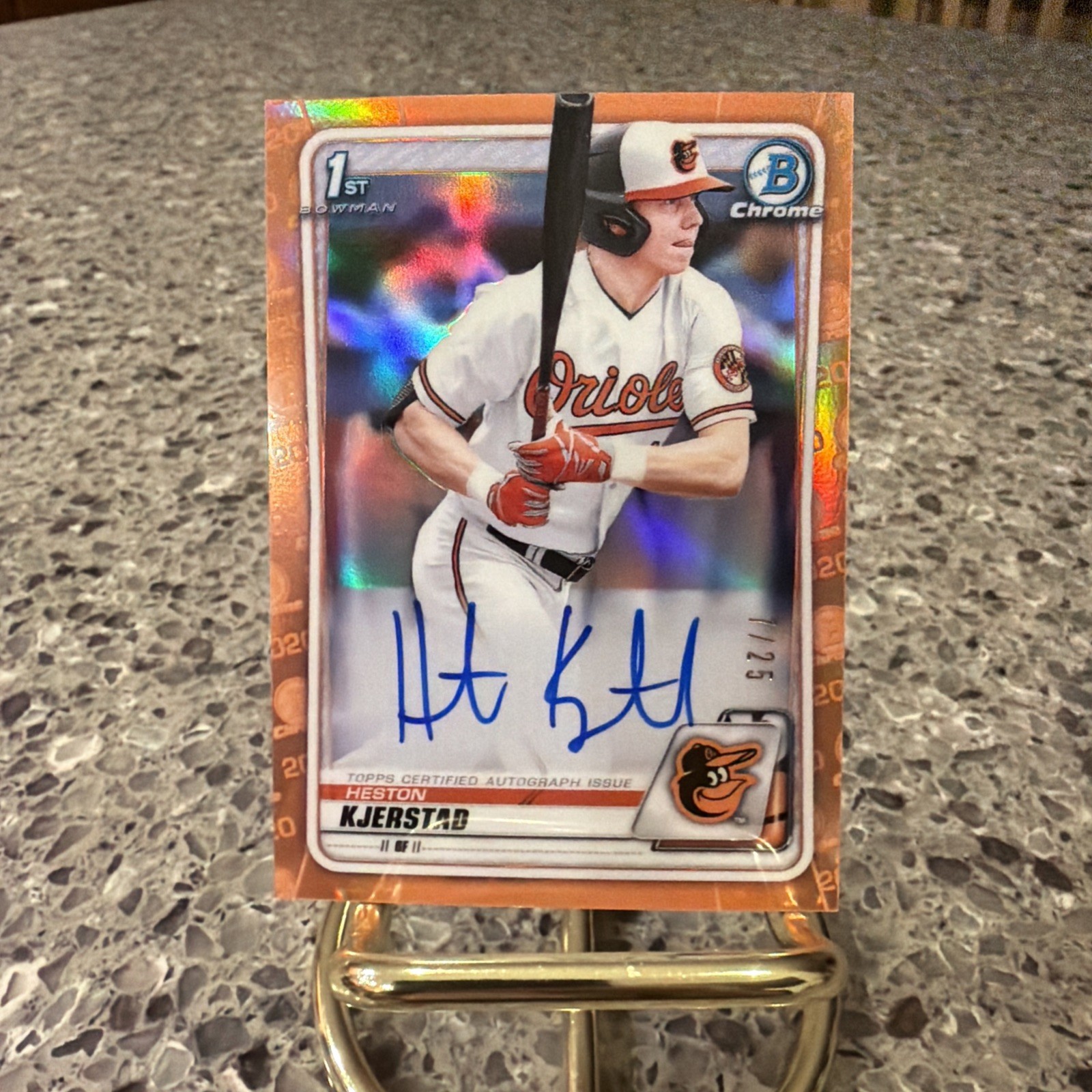 2020 BOWMAN 1st CHROME DRAFT HESTON KJERSTAD TRUE ORANGE AUTO /25 🍊
