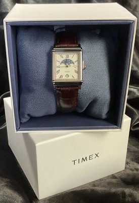 Noah x Timex Moon Phase Watch Stainless Steel Silver Brown Strap New