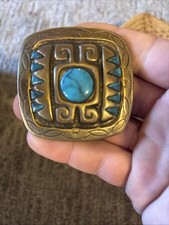 Turquoise And Brass Belt Buckle