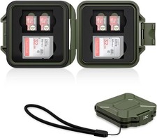 Small SD Card Case Holder for 4 SD 8 Micro SD Memory Cards, Green 12 Slots,