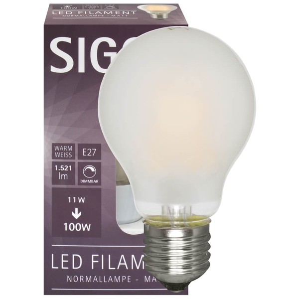 Led-Filament-Lampe E27 A60 Matt Dimmbar Filamentlampe Normal Sigor SIG-6131001-image