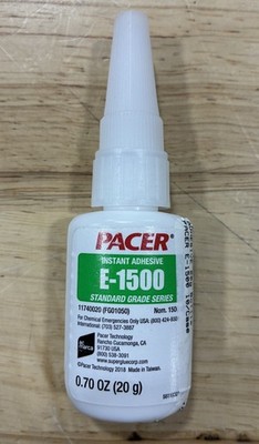 Pacer E-1500 Instant Adhesive FG01050, 1300-1700 cP, 20g Bottle, Batch #: E14A