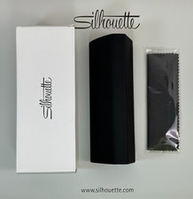 NEW ORIGINAL SILHOUETTE BLACK FOLDABLE TRI-FOLD EYEGLASS CASE W/ CLOTH MEDIUM