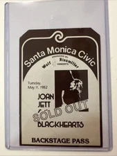 Joan Jett Blackhearts Access Backstage Pass Santa Monica Civic 1982