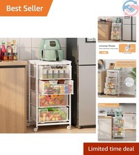Eleganter 4-stufiger Küchen-Aufbewahrungswagen: Obst- und Gemüse-Organizer mit Rollen
