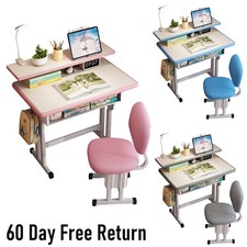 Height Adjustable Kids Study Desk and Chair Set Ergonomic Children's Write Table