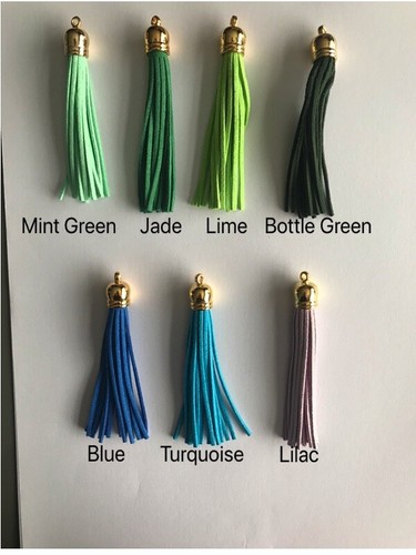 Faux Suede Colourful Tassels x 2 with Gold detailing Tassel 3.5" 9cm - Picture 3 of 3