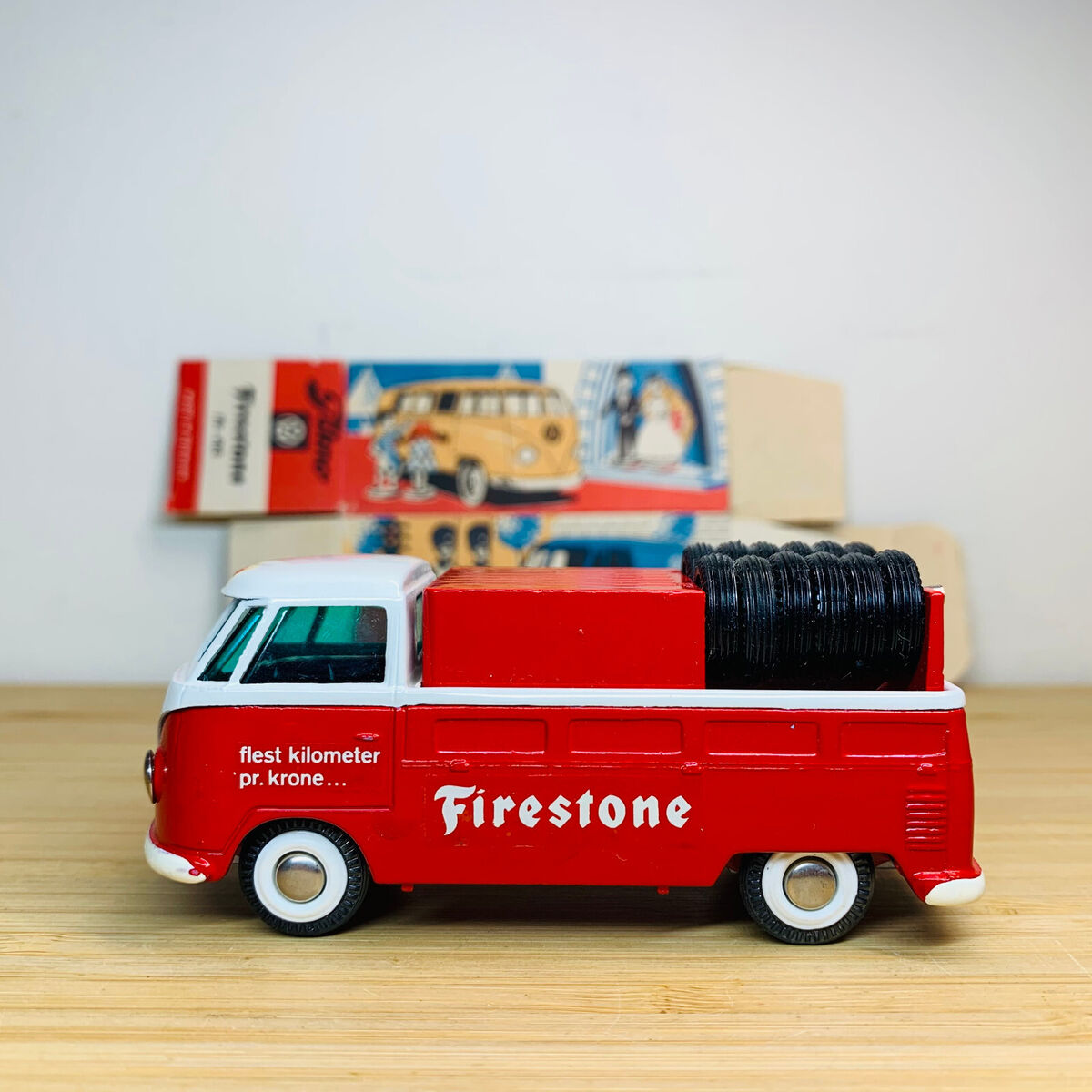 Tekno Denmark 410 VW Type 2 TI Pick Up Firestone 1:43 with Tekno Denmark 410 VW Type 2 TI Pick Up Firestone 1:43 with