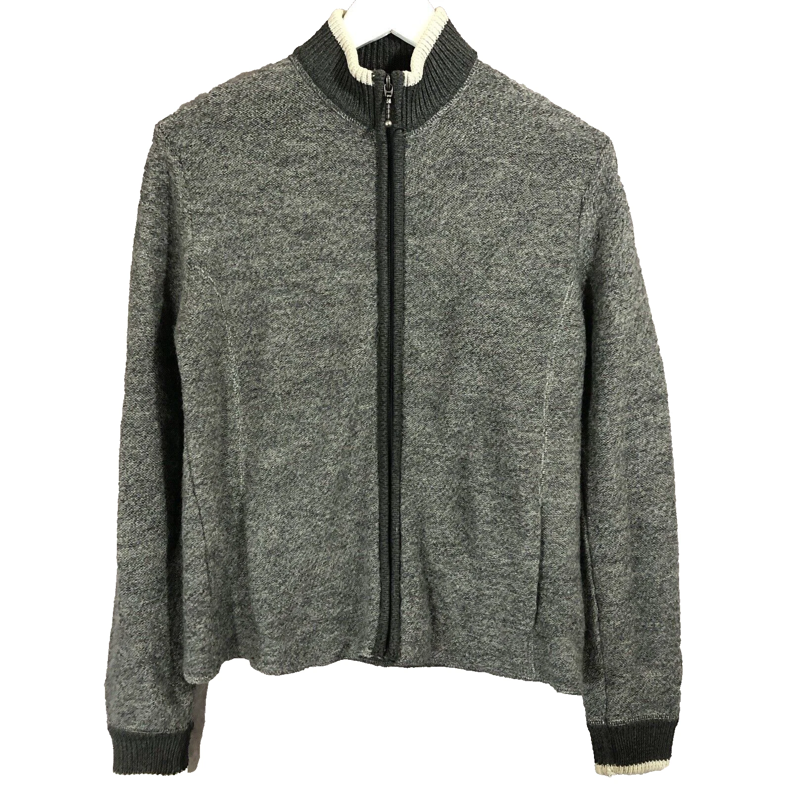 Cabela’s Wool Blend Fleece Sweater Sz Small Gray Full Zip Outdoor Hunting