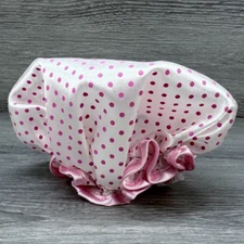 Our Generation Battat 18" Doll Shower Cap Pink Polka Dot Ruffled Edge Bonnet