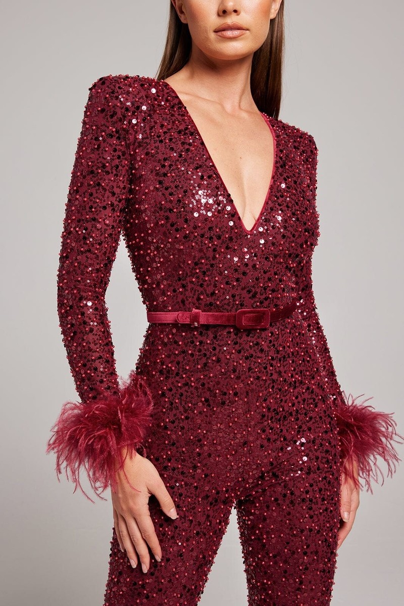 Tuta Jumpsuit Rossa Nadine Merabi Rachel, Taglia UK 8 (S) – Nuova Con Etichette (Senza Cintura)