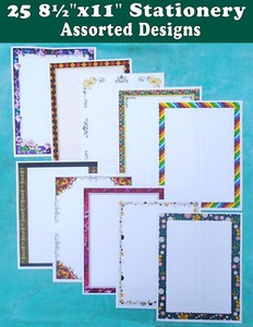 25 Sheets Stationery Letterhead Assorted Designs 8½"x11" - All BRAND NEW