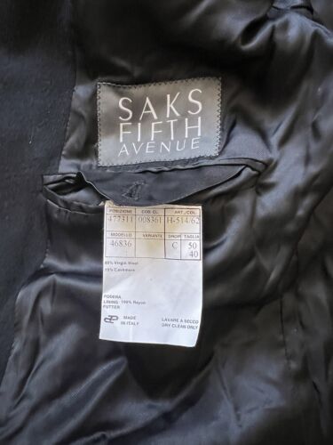 Saks Fifth Avenue Mens Jacket Long Wool Cashmere Black Mens 40 Regular - Picture 3 of 5