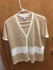 Norton McNaughton Women s Beige White Vest With Attached Shirt M A087
