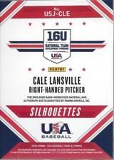 2020 USA Baseball Stars and Stripes Silhouettes Cale Lansville Auto Jersey /199 