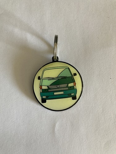 VW Bus/Car Type 2 Metal Enamelled Keychain 1.5 in Diameter Vintage - Picture 2 of 2