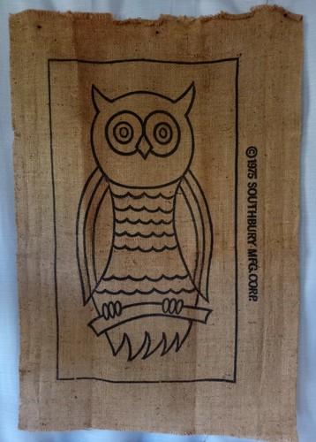 Southbury Mfg OWL Vtg 1975 Punch Needle Embroidery Canvas Rug Wall Art 13"x23" - Picture 5 of 7