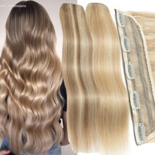 Russian 100 Remy Human Hair Extensions One Piece Clip In Full Head Weft BLONDE