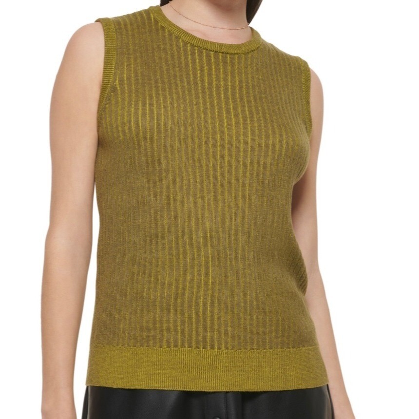 Calvin Klein Women's Ribbed Sleeveless Sweater Capers Size M NWOT