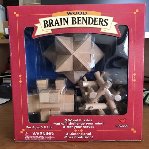 Solid Wood Brain Benders 3 Wood Puzzles Challenge Your Mind #791 2004 ...