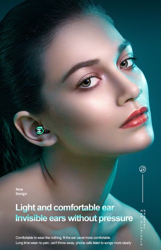 Bluetooth Earphone Headset Mini Wireless Earbud Built-in Mic Hands-free Call - Picture 2 of 16