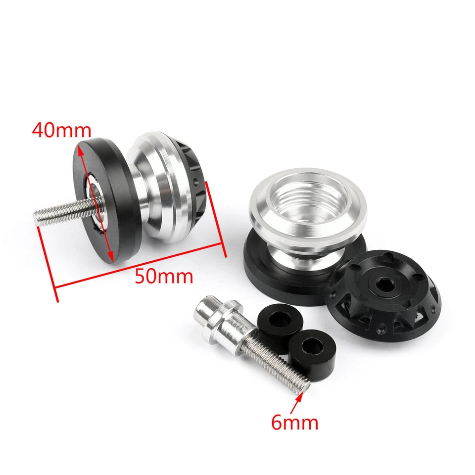 CNC 6mm Swingarm Sliders Spools For Yamaha YZF R1 R6 R6S FZ6 FZ8 XJR 1300 E Foto 4 de 4