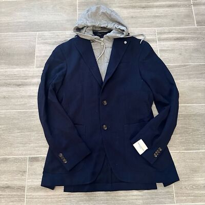 Jack Victor Wolfe Wool Blazer w/ Removable Zip Hoodie Bib 36R (e