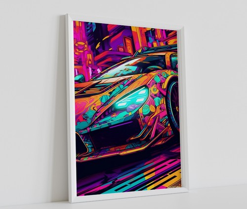 TRIPPY RACING SUPERCAR POSTER PRINT SPORTS CAR ART SIZE A3 A4 A2 A1 ...