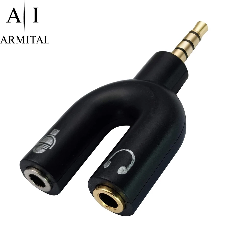 Adattatore Sdoppiatore Cuffie 3.5mm TRRS a Doppio Jack 3.5mm (Audio + Microfono) - Immagine 2 di 4