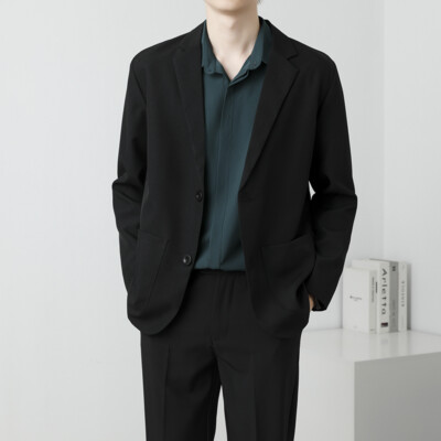 Mens Casual Suit Jacket With Double Buttons And Large Pocket Formal Jacket