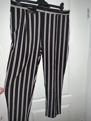 New Look Tapered Stripe Trousers, Size 16 UK