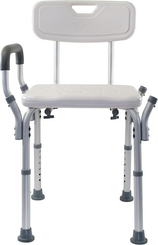 Height Adjustable Shower and Bath Bench with Padded Arms, Contoured Back - Picture 6 of 6