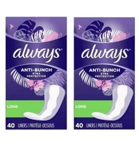 Always Anti-Bunch Xtra Protection Daily Liners Long Unscented Comfort 2x40=80 ct