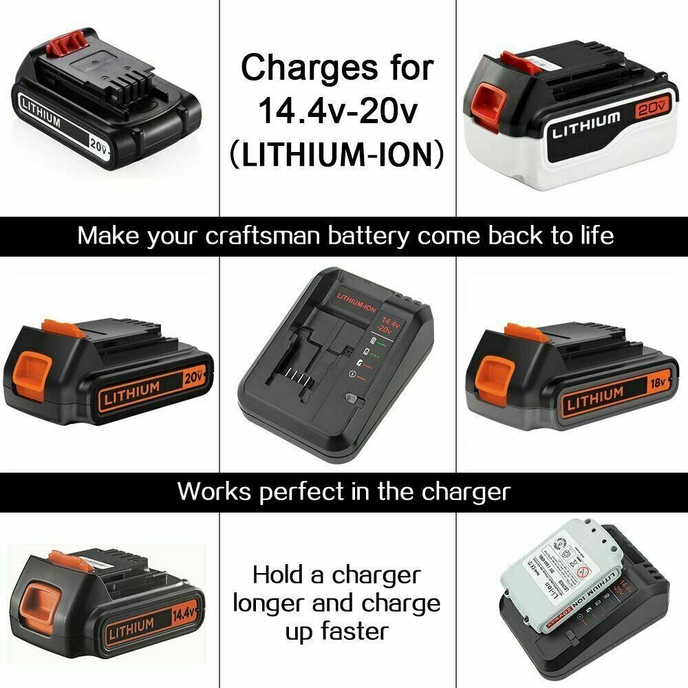 For Porter Cable and Black&Decker 20 Volt 20V MAX Fast charger Lithium Battery