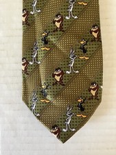 Looney Tunes Mania Men's Necktie Tie Polyester Taz Bugs Bunny Daffy Duck Stripe