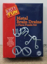 Metal Brain Drain Teaser 3 pc Puzzle Set by Just for Fun Beacon Logic