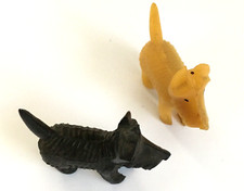 Vintage Pair Small Celluloid Scottie Westie Dog Black and White Japan READ