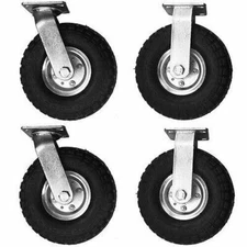 4Pcs 10" Air Inflatable Rubber Tire Wheel&Rim Swivel Dolly Wheel 300lbs Capacity