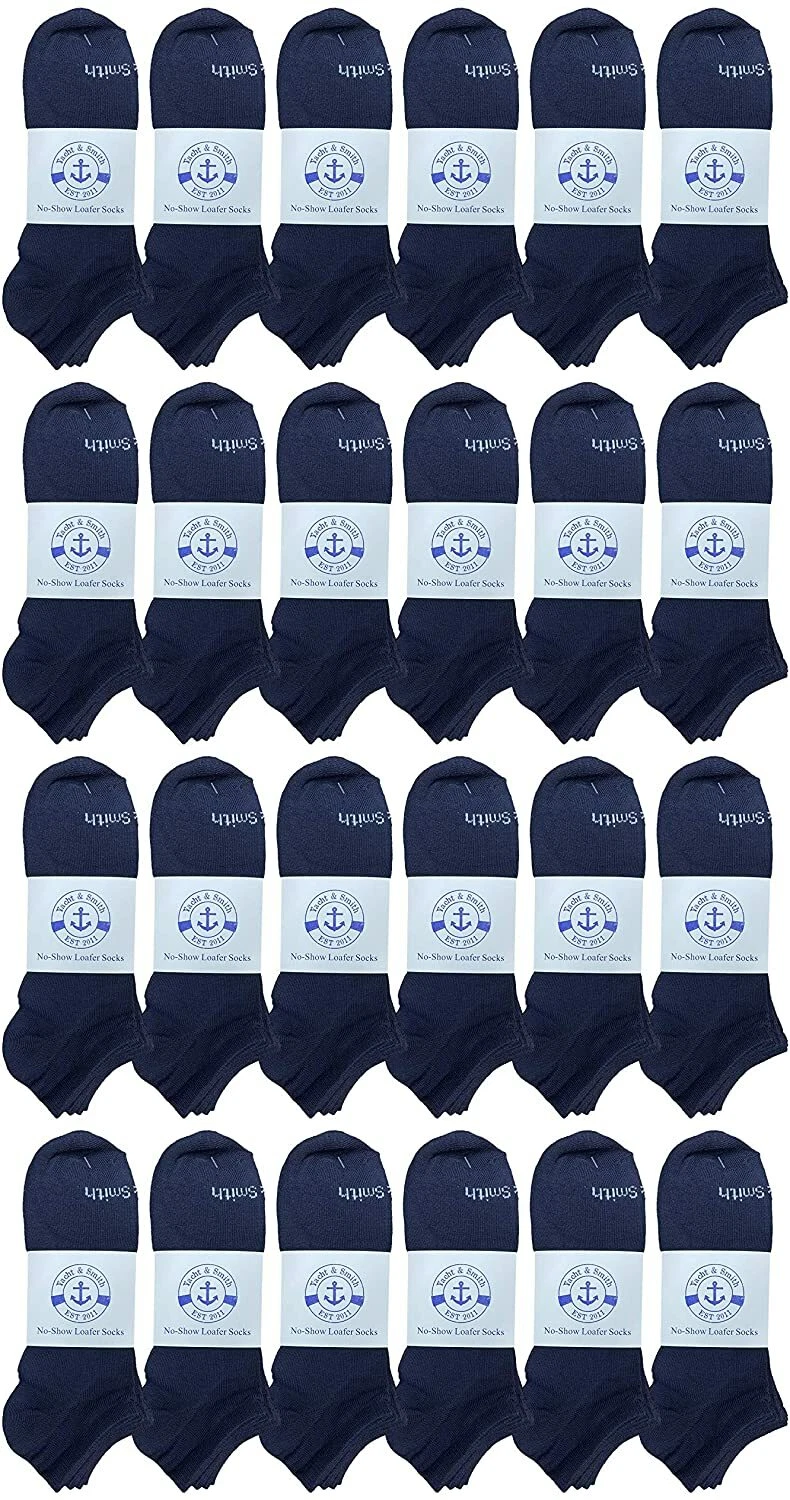 24 Pair Yacht & Smith Low Cut Socks Lightweight Breathable Socks (NAVY, Womens)