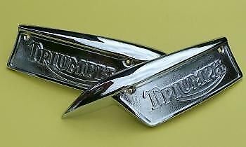 Tank Badges, Triumph T120, TR6, T140 1967-70, Chrome, 82-9700 82-9701 - Picture 2 of 8