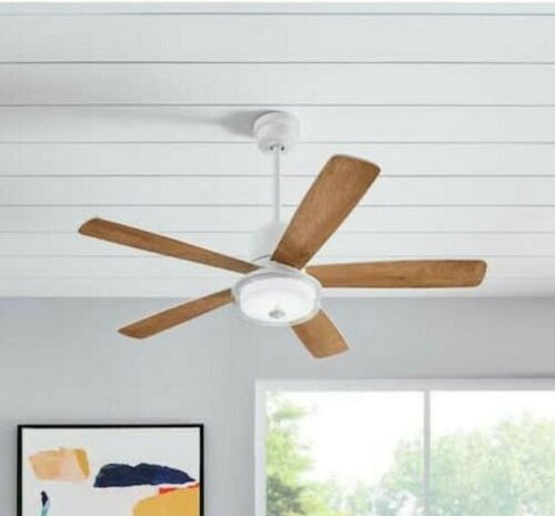 Castleford 52 in. LED Matte White Downrod Ceiling Fan with Light Kit and Remote