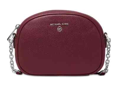 Michael Kors Jet Set Mini Pebbled Leather Merlot Crossbody Bag $278