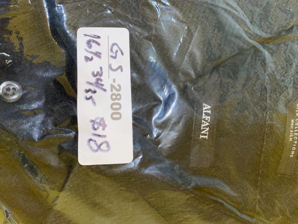 Alfani Black Silk Long-Sleeve Button-Down Shirt For Men Size 16 1/2 34/35 - Image 4 of 4