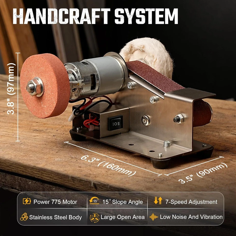 1.2''*13'' Belt Sander Polishing Sharpening Machine Fixed Bench Sanding Grinder - Image 2 of 4