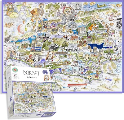 Komische Karte von Dorset Kunstwerk von Tim Bulmer 1000-teiliges Puzzle für Erwachsene groß