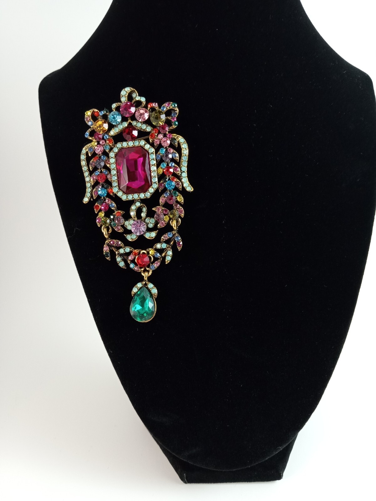 Massive Multicolor Crystal Rhinestone Brooch 3.5"… - image 3