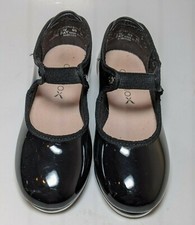 Capezio Kids Shuffle Tap Sz 9.5 W Tap Shoes Black Patent Leather Girls 9.5W