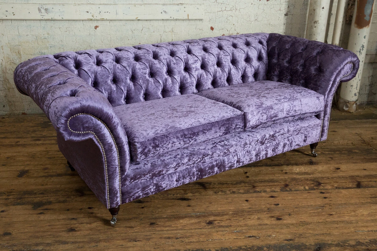 Purple Chesterfield Sofa 3 Seater Baci Living Room