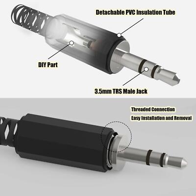 Male Plug 3 Pole 1/8 3.5mm Solder Type Audio Cable Connector Repair Headphon Lot