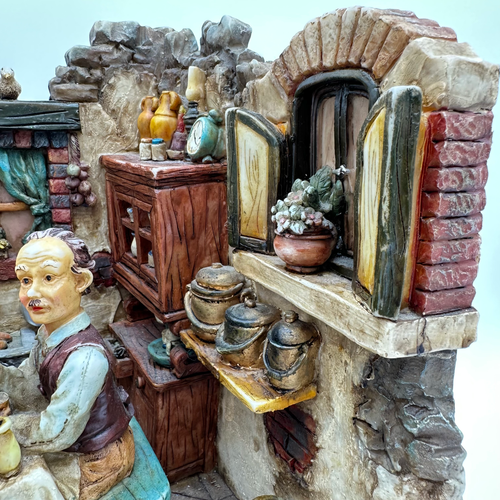 "Scultura/Figurine Dettagliate Resina Policroma ""Riunione Famiglia"" 13x10" - Foto 5 di 7